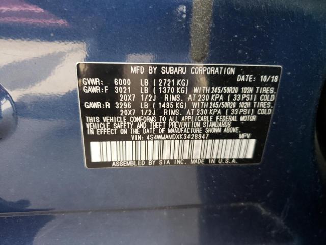 Photo 12 VIN: 4S4WMAMDXK3428947 - SUBARU ASCENT LIM 