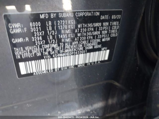 Photo 8 VIN: 4S4WMAND2P3433601 - SUBARU ASCENT 