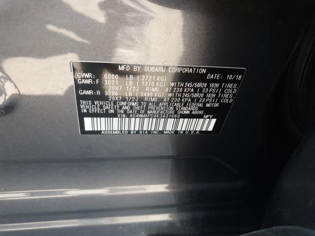 Photo 9 VIN: 4S4WMAPD0K3431660 - SUBARU ASCENT LIM 