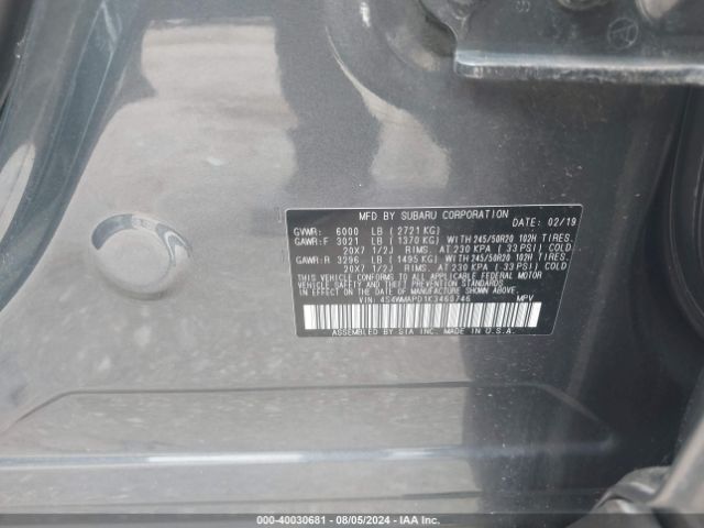 Photo 8 VIN: 4S4WMAPD1K3460746 - SUBARU ASCENT 