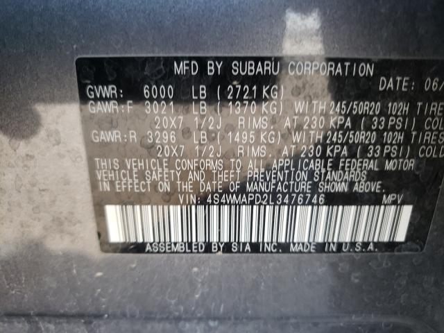 Photo 9 VIN: 4S4WMAPD2L3476746 - SUBARU ASCENT LIM 