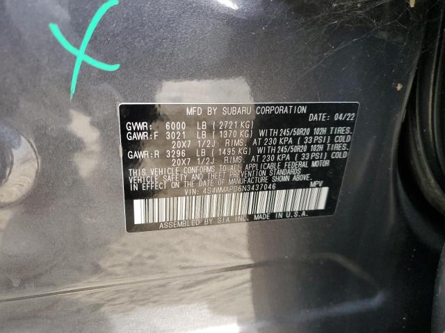 Photo 12 VIN: 4S4WMAPD6N3437046 - SUBARU ASCENT LIM 