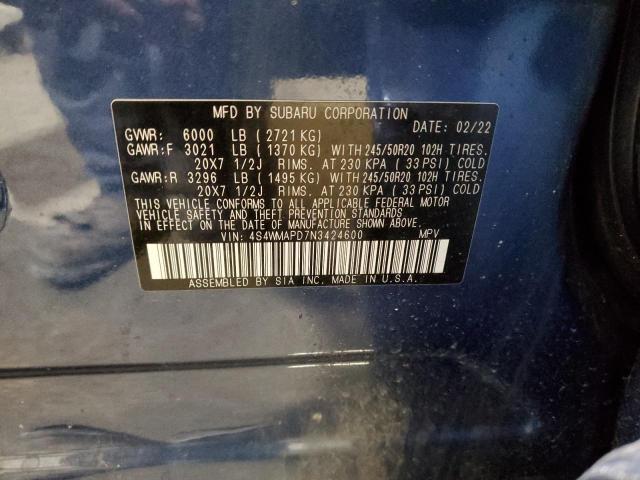 Photo 12 VIN: 4S4WMAPD7N3424600 - SUBARU ASCENT LIM 