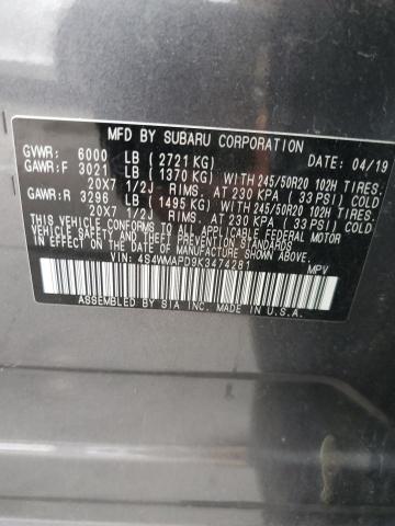 Photo 12 VIN: 4S4WMAPD9K3474281 - SUBARU ASCENT LIM 