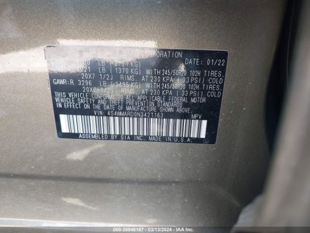 Photo 8 VIN: 4S4WMARD0N3421163 - SUBARU ASCENT 