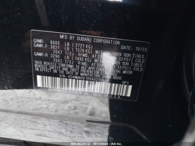 Photo 8 VIN: 4S4WMARD1R3402109 - SUBARU ASCENT 