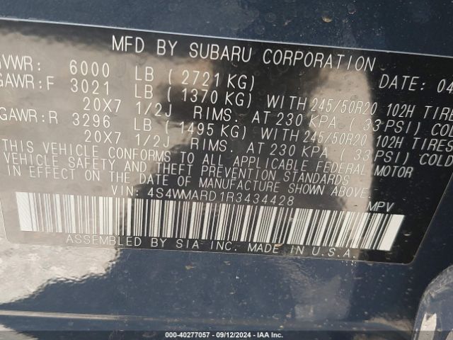 Photo 8 VIN: 4S4WMARD1R3434428 - SUBARU ASCENT 