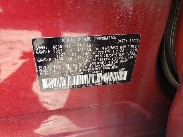 Photo 9 VIN: 4S4WMARD2K3439496 - SUBARU ASCENT TOU 