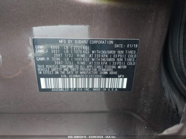 Photo 8 VIN: 4S4WMARD2K3453866 - SUBARU ASCENT 