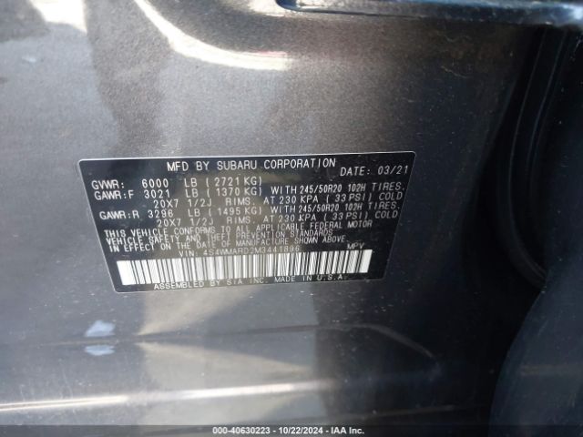 Photo 8 VIN: 4S4WMARD2M3441896 - SUBARU ASCENT 