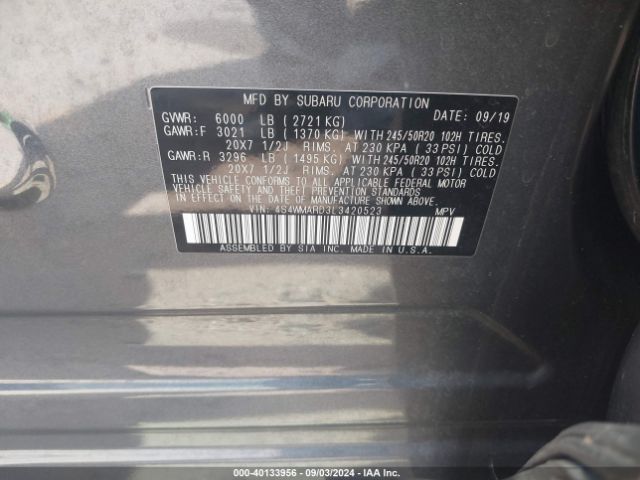 Photo 8 VIN: 4S4WMARD3L3420523 - SUBARU ASCENT 