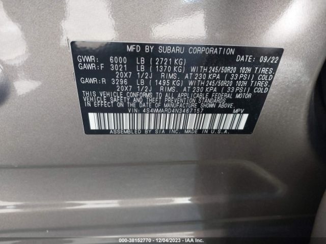 Photo 8 VIN: 4S4WMARD4N3467157 - SUBARU ASCENT 