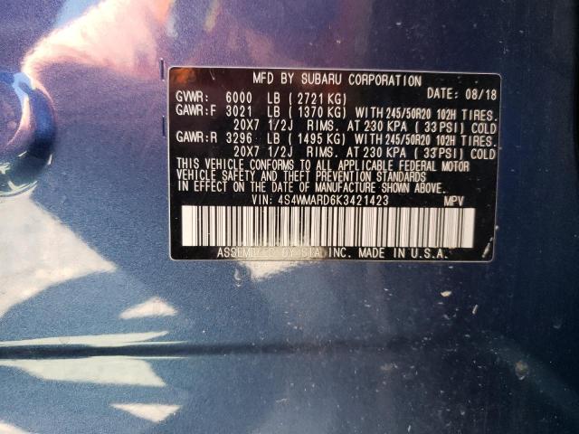 Photo 12 VIN: 4S4WMARD6K3421423 - SUBARU ASCENT 