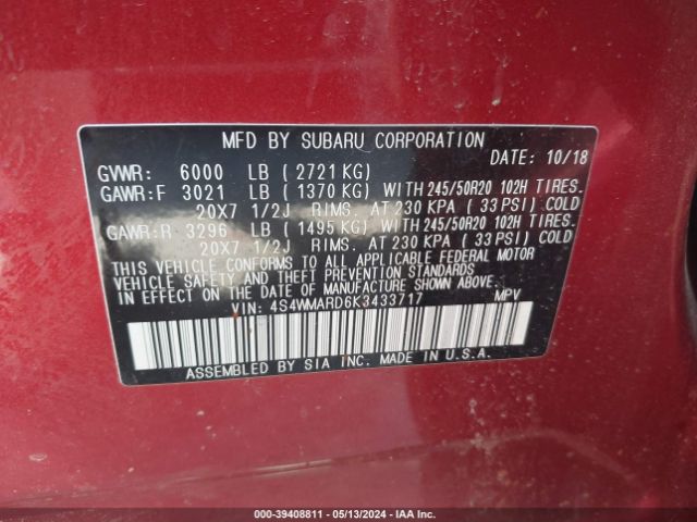 Photo 8 VIN: 4S4WMARD6K3433717 - SUBARU ASCENT 