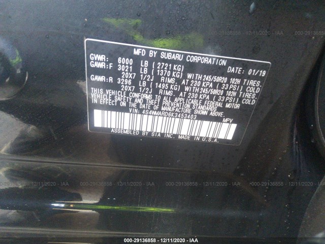 Photo 8 VIN: 4S4WMARD6K3453403 - SUBARU ASCENT 