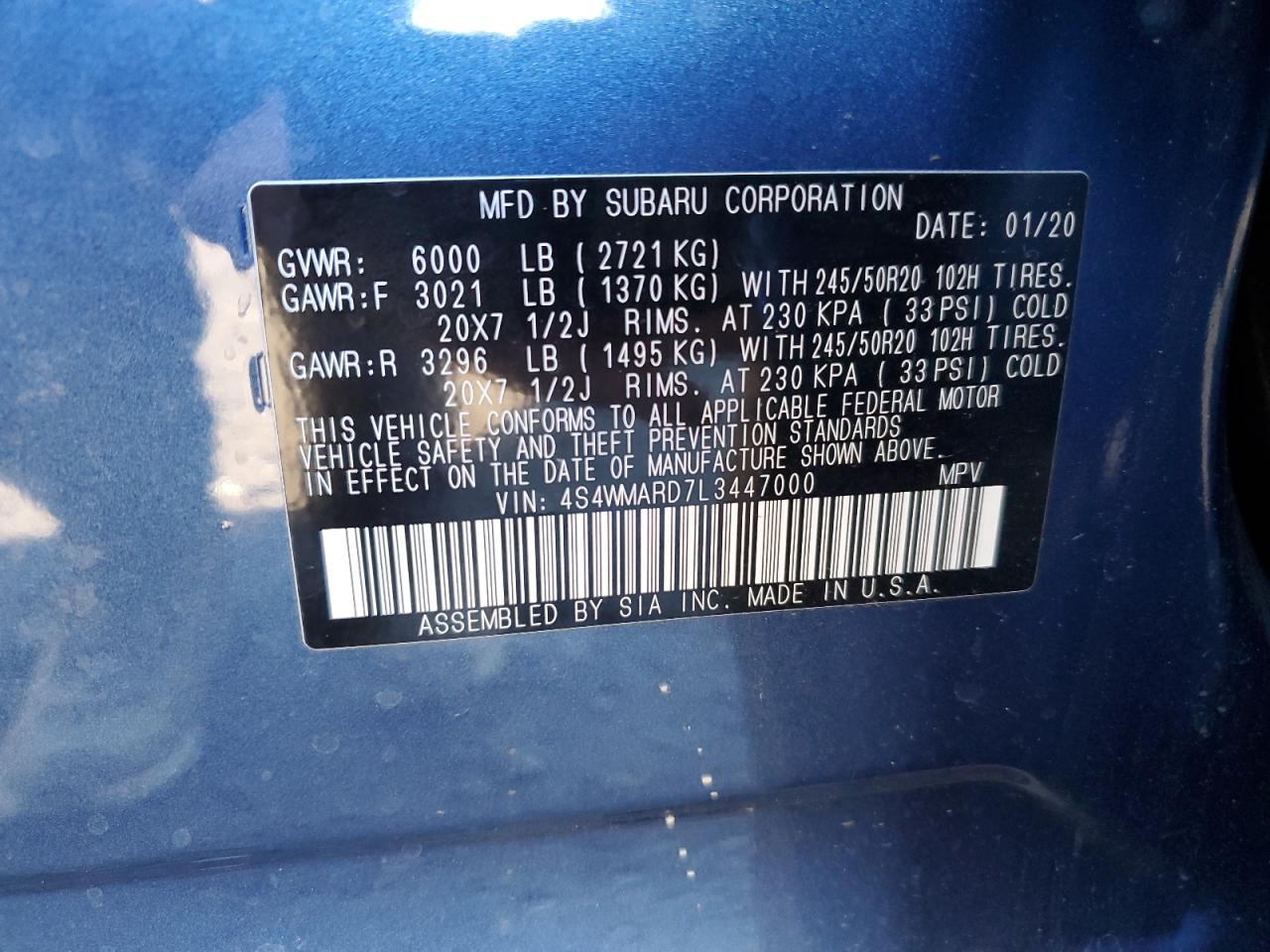 Photo 13 VIN: 4S4WMARD7L3447000 - SUBARU ASCENT 