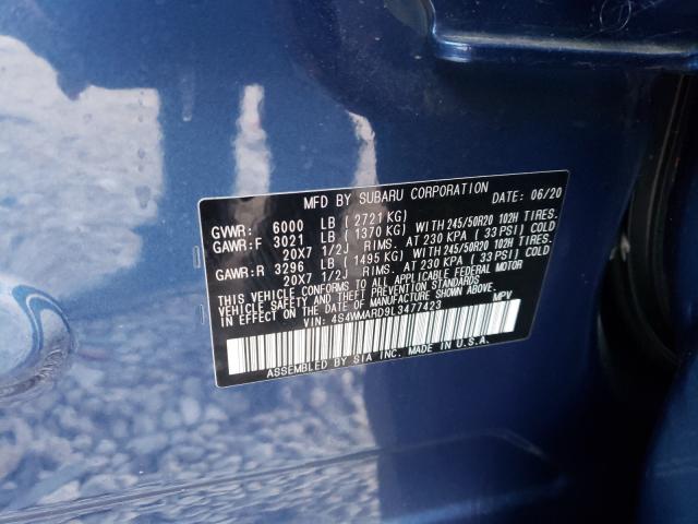 Photo 9 VIN: 4S4WMARD9L3477423 - SUBARU ASCENT TOU 