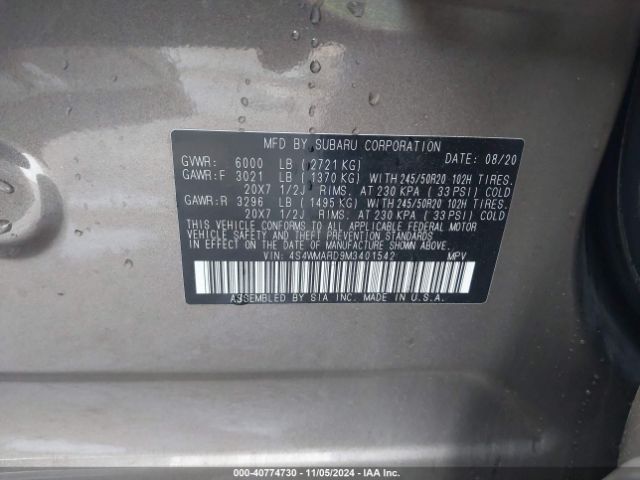 Photo 8 VIN: 4S4WMARD9M3401542 - SUBARU ASCENT 