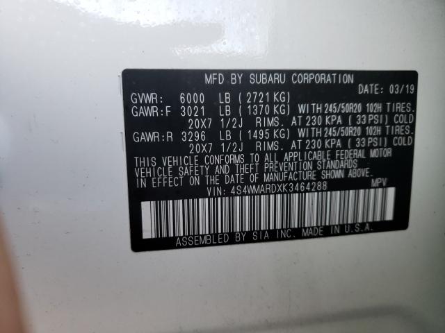 Photo 9 VIN: 4S4WMARDXK3464288 - SUBARU ASCENT 