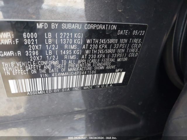 Photo 8 VIN: 4S4WMAUD4P3441586 - SUBARU ASCENT 