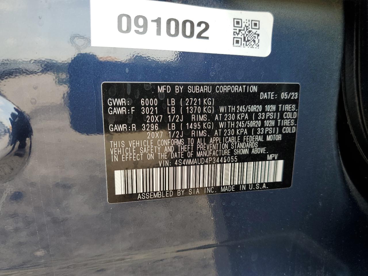 Photo 12 VIN: 4S4WMAUD4P3445055 - SUBARU ASCENT 