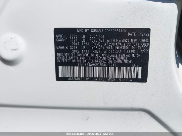 Photo 8 VIN: 4S4WMAWD8R3413242 - SUBARU ASCENT 