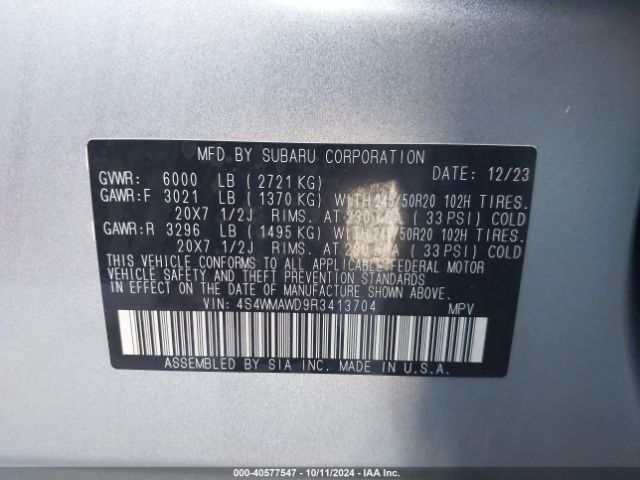 Photo 8 VIN: 4S4WMAWD9R3413704 - SUBARU ASCENT 