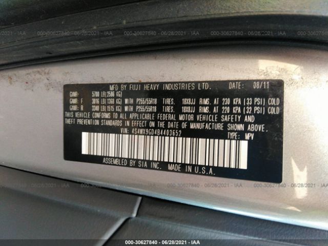 Photo 8 VIN: 4S4WX9GD4B4403652 - SUBARU TRIBECA 