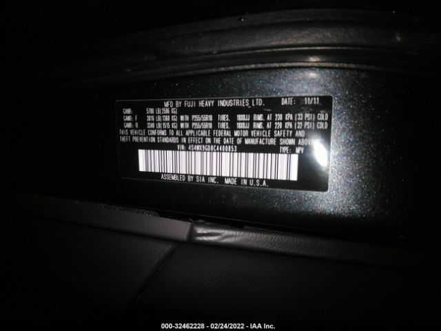 Photo 8 VIN: 4S4WX9GD8C4400853 - SUBARU TRIBECA 