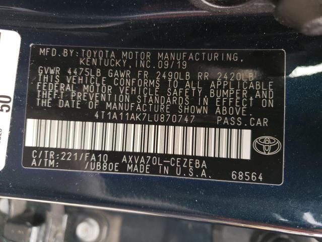 Photo 11 VIN: 4T1A11AK7LU870747 - TOYOTA CAMRY L 