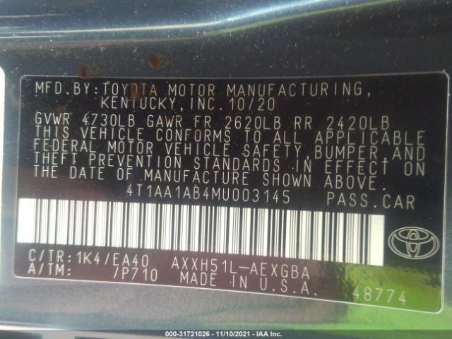 Photo 8 VIN: 4T1AA1AB4MU003145 - TOYOTA AVALON 