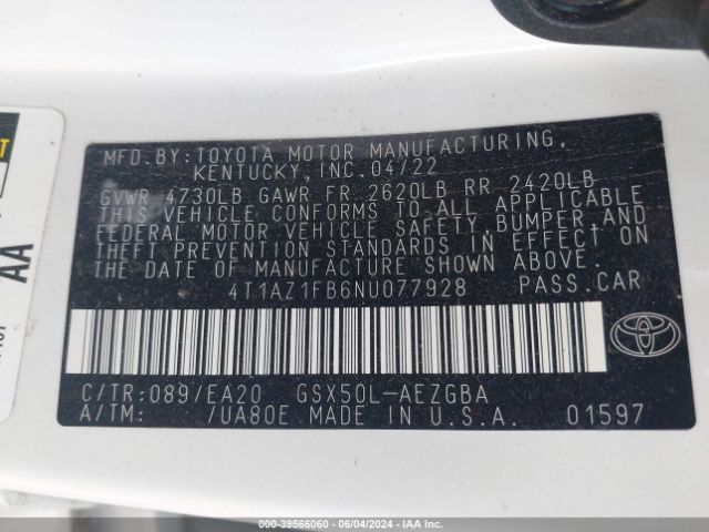 Photo 8 VIN: 4T1AZ1FB6NU077928 - TOYOTA AVALON 