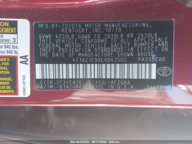 Photo 8 VIN: 4T1AZ1FBXLU042502 - TOYOTA AVALON 