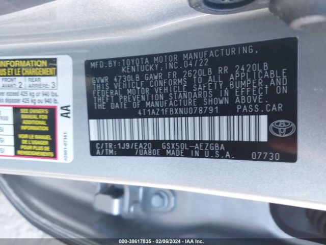 Photo 8 VIN: 4T1AZ1FBXNU078791 - TOYOTA AVALON 