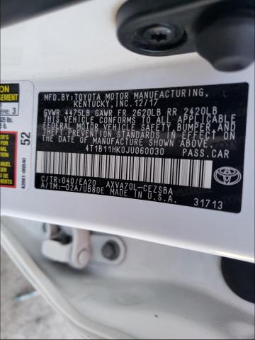 Photo 9 VIN: 4T1B11HK0JU060030 - TOYOTA CAMRY L 