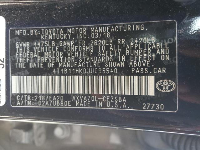 Photo 12 VIN: 4T1B11HK0JU095540 - TOYOTA CAMRY L 