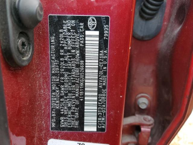 Photo 11 VIN: 4T1B11HK0JU526698 - TOYOTA CAMRY 