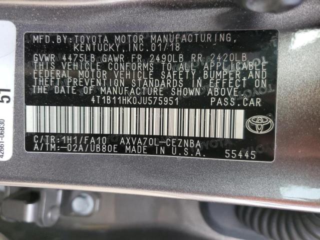 Photo 11 VIN: 4T1B11HK0JU575951 - TOYOTA CAMRY 