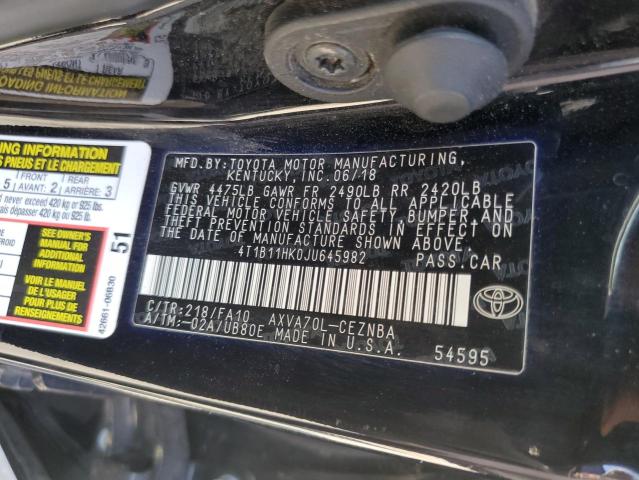 Photo 11 VIN: 4T1B11HK0JU645982 - TOYOTA CAMRY L 