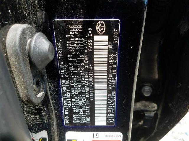 Photo 9 VIN: 4T1B11HK0JU646145 - TOYOTA CAMRY L 