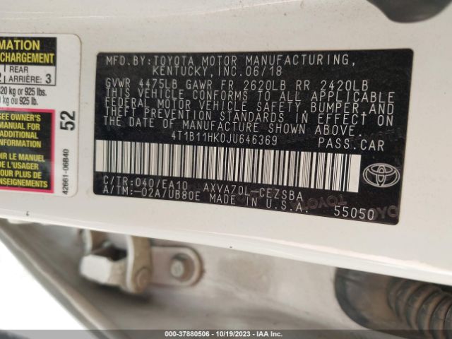 Photo 8 VIN: 4T1B11HK0JU646369 - TOYOTA CAMRY 