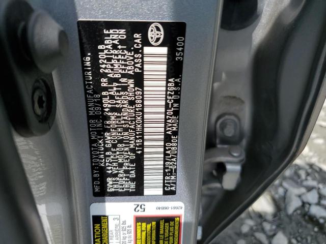 Photo 11 VIN: 4T1B11HK0KU168097 - TOYOTA CAMRY L 