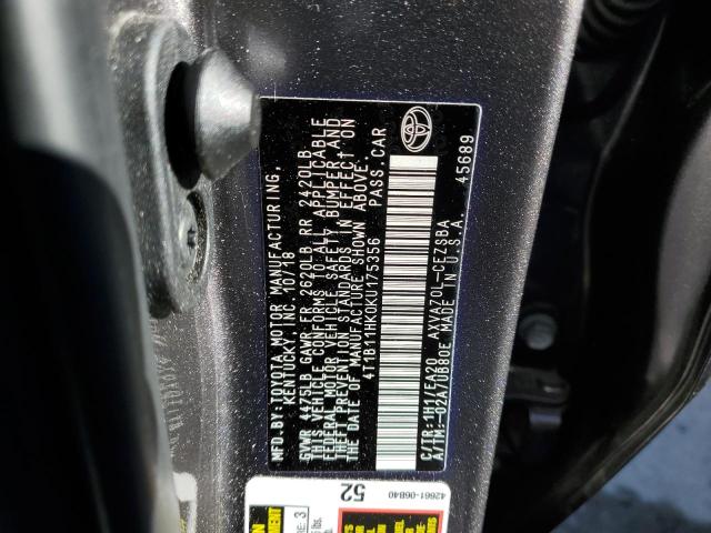 Photo 11 VIN: 4T1B11HK0KU175356 - TOYOTA CAMRY L 