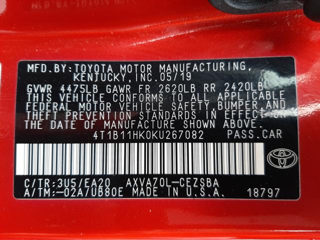 Photo 9 VIN: 4T1B11HK0KU267082 - TOYOTA CAMRY L 