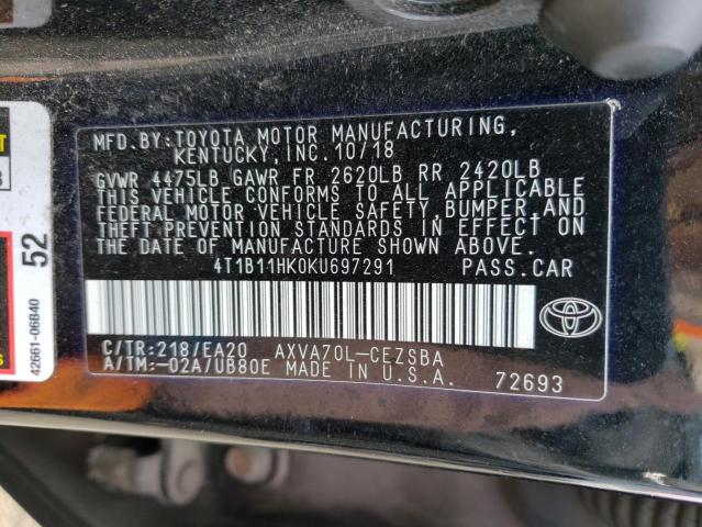 Photo 11 VIN: 4T1B11HK0KU697291 - TOYOTA CAMRY L 