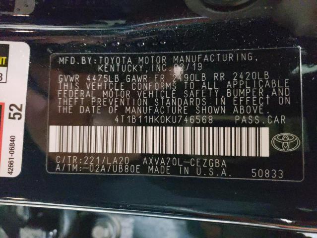 Photo 11 VIN: 4T1B11HK0KU746568 - TOYOTA CAMRY 