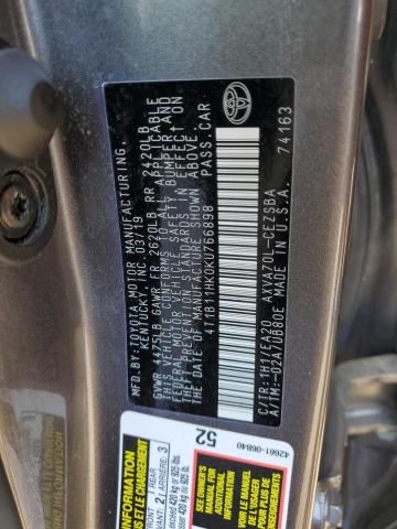 Photo 12 VIN: 4T1B11HK0KU766898 - TOYOTA CAMRY L 