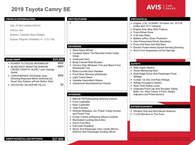 Photo 11 VIN: 4T1B11HK0KU785919 - TOYOTA CAMRY L 