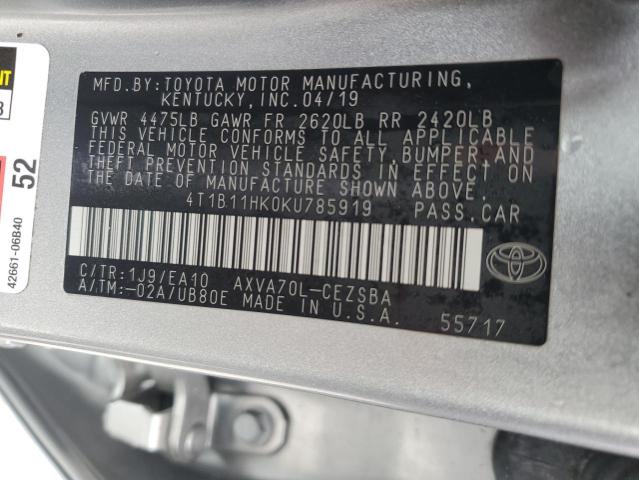 Photo 12 VIN: 4T1B11HK0KU785919 - TOYOTA CAMRY L 