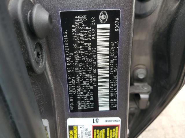 Photo 11 VIN: 4T1B11HK0KU790182 - TOYOTA CAMRY L 